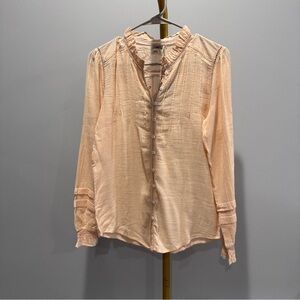 FAHERTY Willa Long Sleeve Organic Cotton Ruffled Blouse Size XS Color Cream NWT